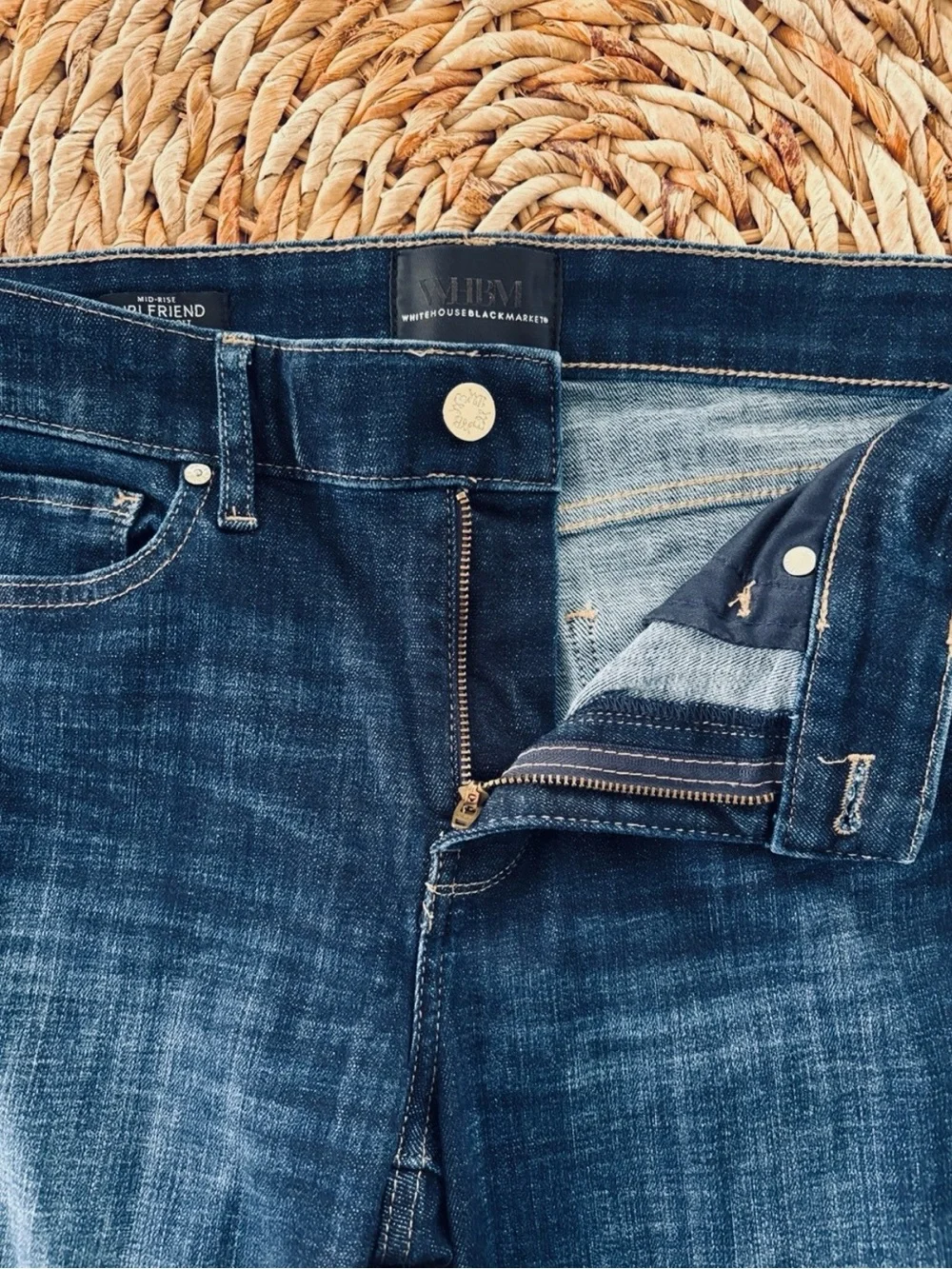 WHBM Everyday Soft Girlfriend Mid Rise Jean